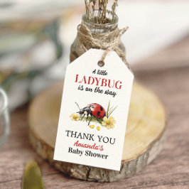 Garden Floral Daisy Little Ladybug Baby Shower ギフトタグ
