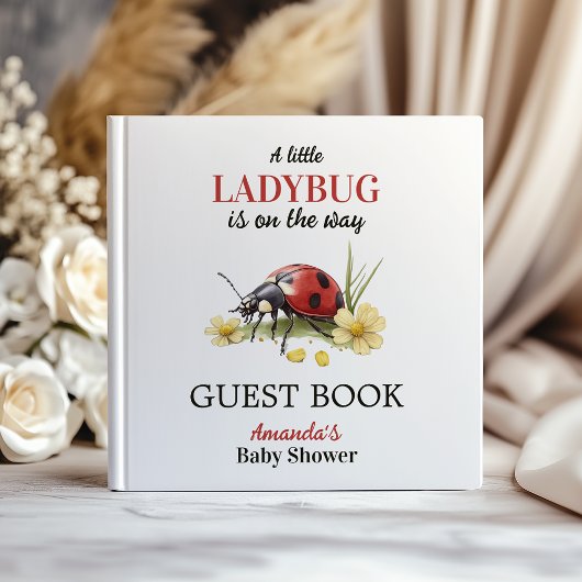 Garden Floral Daisy Little Ladybug Baby Shower ゲストブック