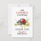 Garden Floral Daisy Little Ladybug Baby Shower サンキューカード (正面)