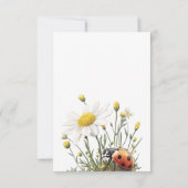 Garden Floral Daisy Little Ladybug Baby Shower サンキューカード (裏面)