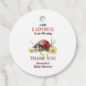 Garden Floral Daisy Little Ladybug Baby Shower フェイバータグ (正面)