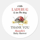 Garden Floral Daisy Little Ladybug Baby Shower ラウンドシール (正面)
