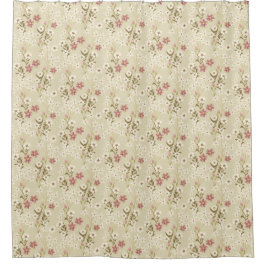 Garden Floral Delight in soft magenta and white シャワーカーテン