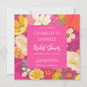 Garden Floral Pink Bridal Shower 招待状 (正面)
