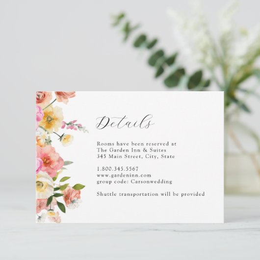 Garden Floral Wedding Details Card 招待状 (スタンド正面)