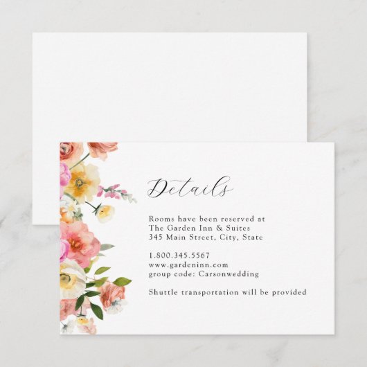 Garden Floral Wedding Details Card 招待状 (正面/裏面)