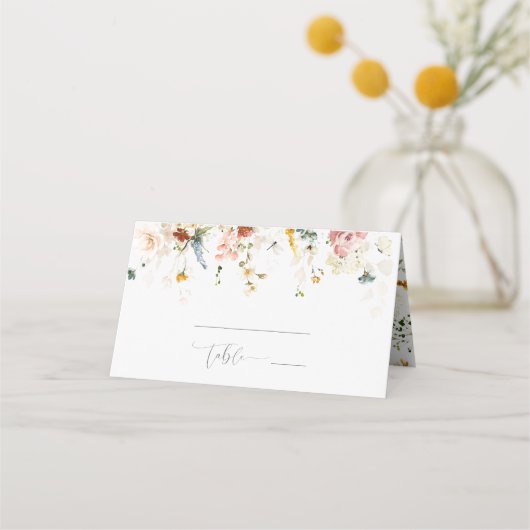 Garden Flowers Botanical Bridal Shower Place Card プレイスカード (正面)