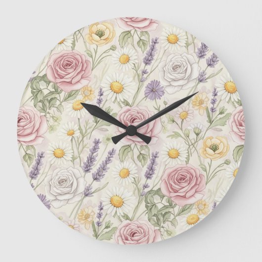 Garden Flowers by Natasha Us ラージ壁時計 (正面)