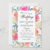 Garden flowers watercolours Wedding Invitation 招待状 (正面)