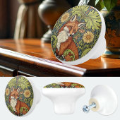 Garden Fox William Morris Floral Art Nouveau セラミックノブ