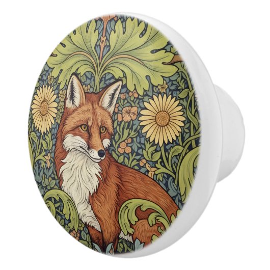 Garden Fox William Morris Floral Art Nouveau セラミックノブ (右)