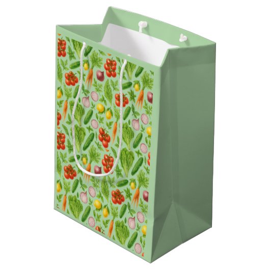 Garden-Fresh Veggies Gift Bag — Medium | Green ミディアムペーパーバッグ (裏面アングル)