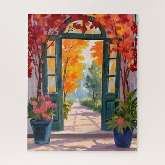 Garden Gate | Watercolor Botanical Floral Painting ジグソーパズル (縦)