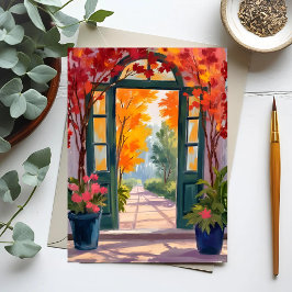 Garden Gate | Watercolor Botanical Floral Painting ポストカード