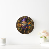 Garden Gnome with Lantern Wall Clock ラウンド壁時計 (ホーム)