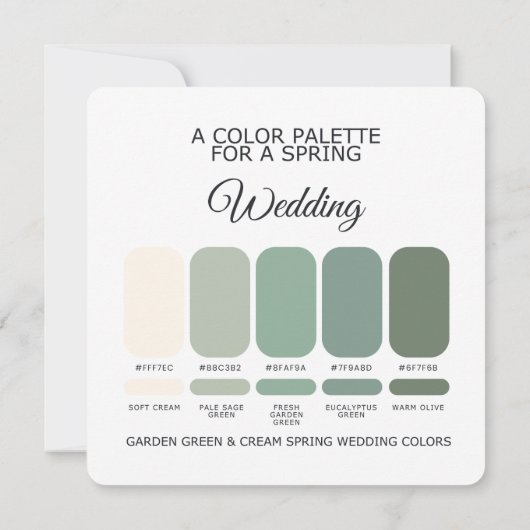 Garden Green & Cream Spring Wedding Palette Card 招待状 (裏面)