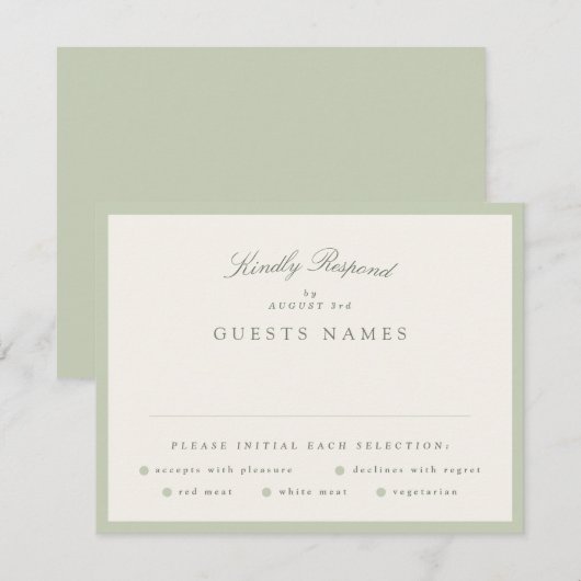 Garden Green Formal Wedding 出欠カード (正面/裏面)