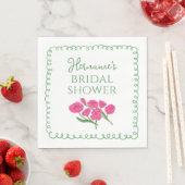 Garden Green Pink Whimsical Bridal Shower スタンダードランチョンナプキン (インサイチュ)