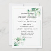 Garden Green Watercolor Eucalyptus Leaves Wedding 招待状 (正面)