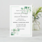 Garden Green Watercolor Eucalyptus Leaves Wedding 招待状 (スタンド正面)
