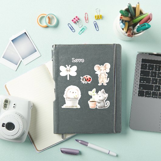 Garden Hedgehog Mouse Cat Dragonfly Ladybug シール (iPadカバー)