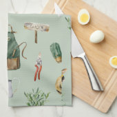 Garden inspired, plants, bees, nature outdoor キッチンタオル (四つ折り)