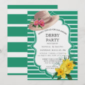 Garden Kentucky Derby Party Invitation Green Strip 招待状 (正面/裏面)