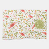Garden Kitchen – Botanical Bird & Fruits Design キッチンタオル (横)