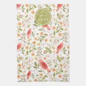 Garden Kitchen – Botanical Bird & Fruits Design キッチンタオル (縦)