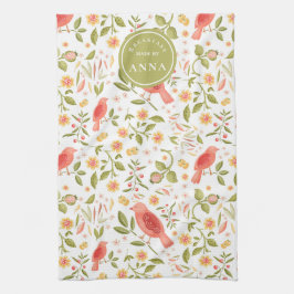 Garden Kitchen – Botanical Bird & Fruits Design キッチンタオル