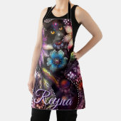 Garden Kitty Cat Floral Abstract Personalized エプロン (インサイチュ)