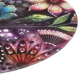 Garden Kitty Cat Floral Abstract Personalized カッティングボード (角)