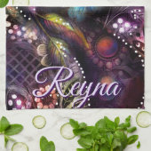 Garden Kitty Cat Floral Abstract Personalized キッチンタオル (折り畳み)