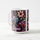 Garden Kitty Cat Floral Abstract Personalized コーヒーマグカップ (正面左)