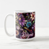 Garden Kitty Cat Floral Abstract Personalized コーヒーマグカップ (左)