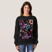 Garden Kitty Cat Floral Abstract Personalized スウェットシャツ (正面フル)