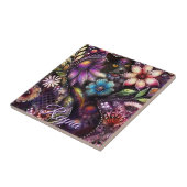 Garden Kitty Cat Floral Abstract Personalized タイル (側面)