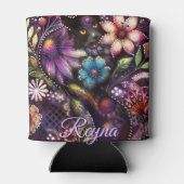 Garden Kitty Cat Floral Abstract Personalized 缶クーラー (裏面)