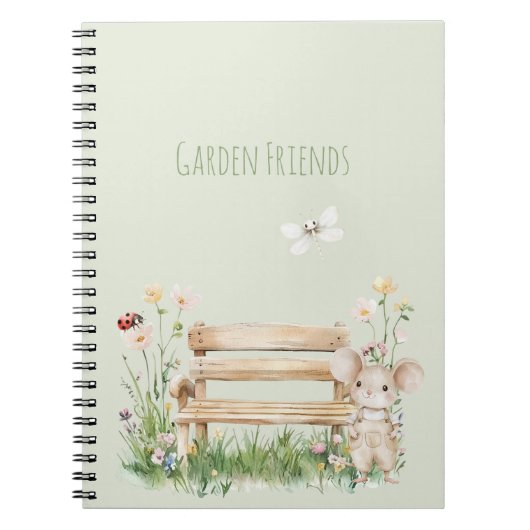 Garden Ladybug Dragonfly Mouse Bench Garden  ノートブック (正面)