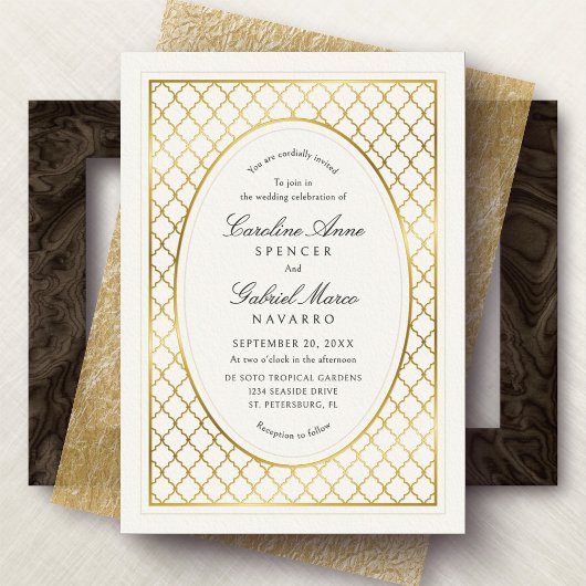 Garden Lattice Southern Wedding 箔招待状