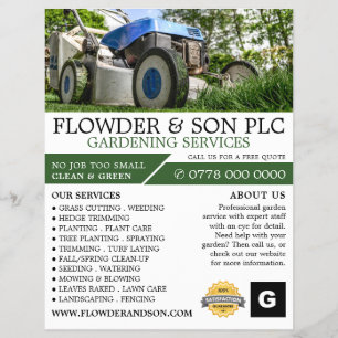 Garden Lawn-Mower, Garden Service, Horticulturist チラシ