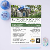 Garden Lawn-Mower, Garden Service, Horticulturist チラシ (シングル)