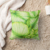 Garden Leaves Illustration Throw Pillow クッション (ブランケット)