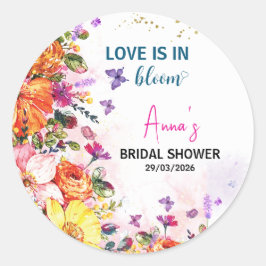 Garden love is in bloom wildflower bridal shower ラウンドシール
