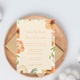 Garden Meadow Soft Peach Floral Wedding Invitation 招待状