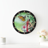 GARDEN OF MELISSA魔法蝶と赤の女性 ラージ壁時計 (ホーム)