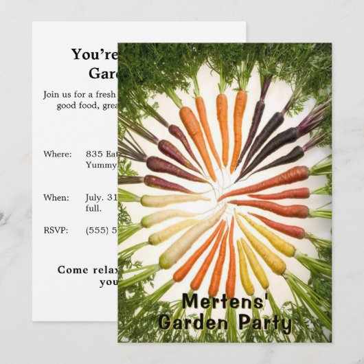 Garden Party Carrot Rainbow Colorful Custom 招待状 (正面/裏面)