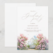 Garden Party Floral Gazebo Elegant Mother’s Day 招待状 (正面/裏面)