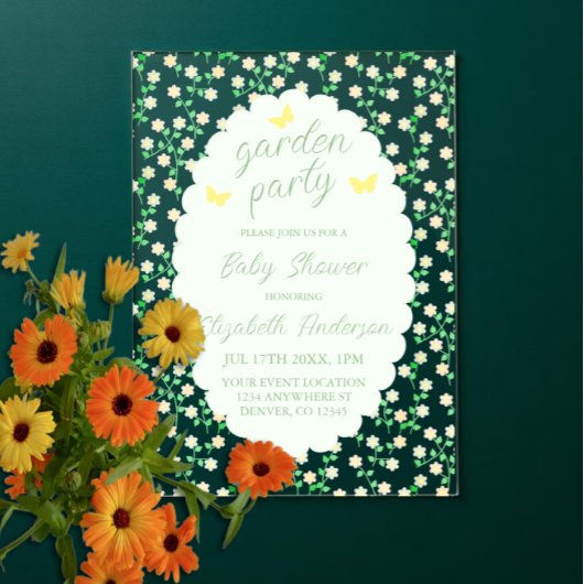 Garden Party Gender Neutral Baby Shower アクリル招待状