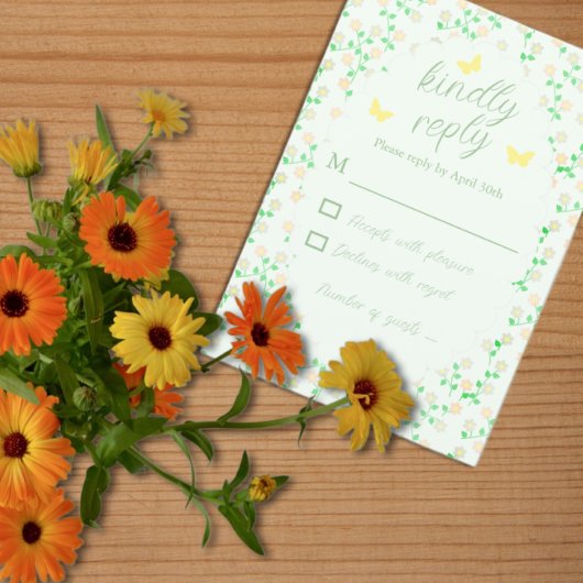 Garden Party Gender Neutral Baby Shower 出欠カード